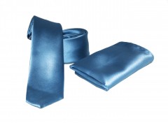    NM Satin Slim Krawatte Set - Blau Krawatten